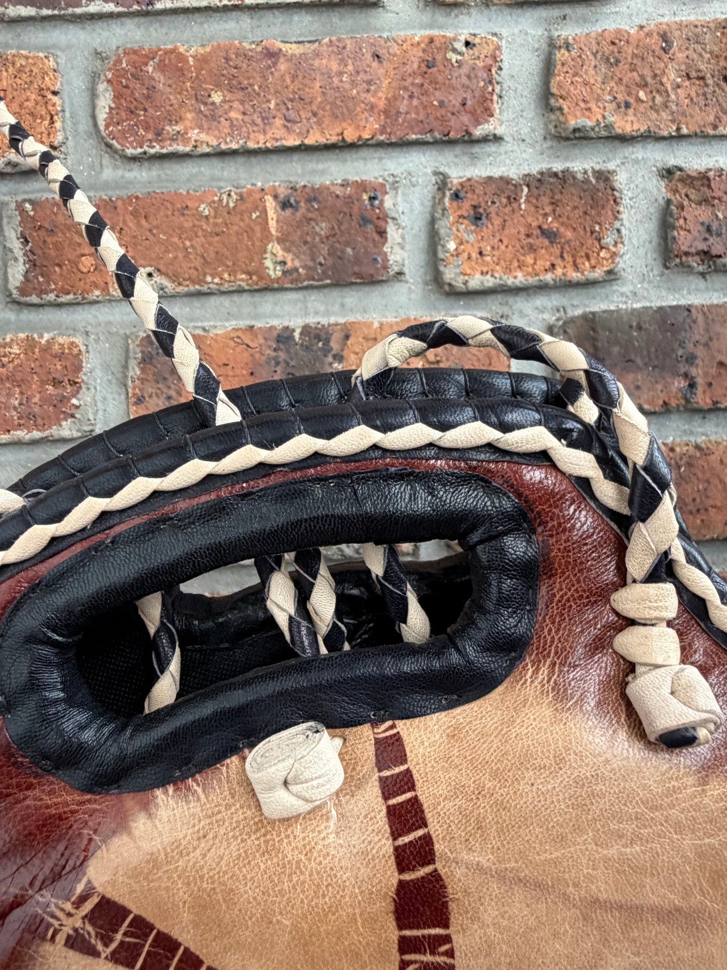 Sac carte d Afrique bogolan beige et cuir