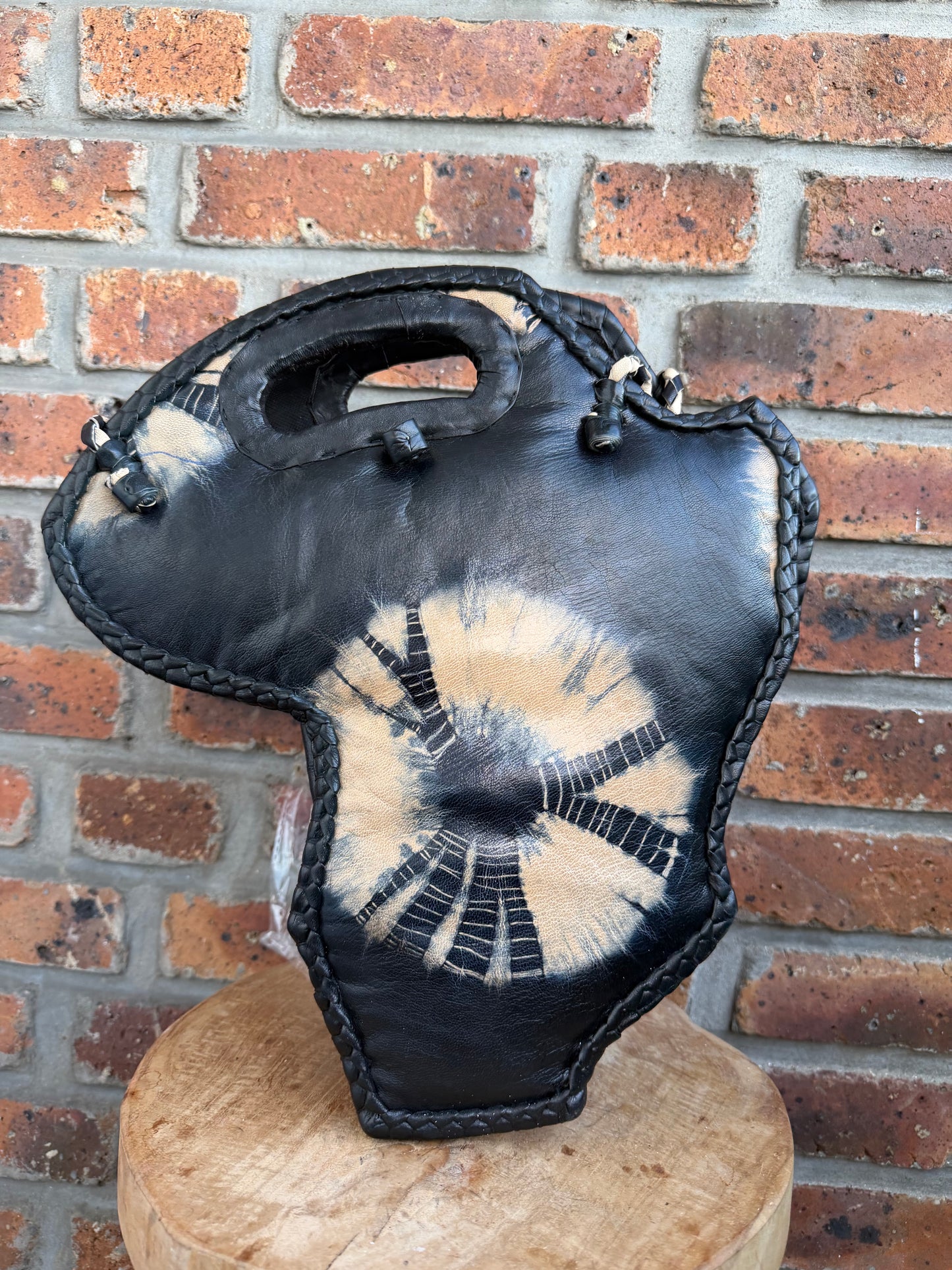 Sac carte d Afrique bogolan et cuir