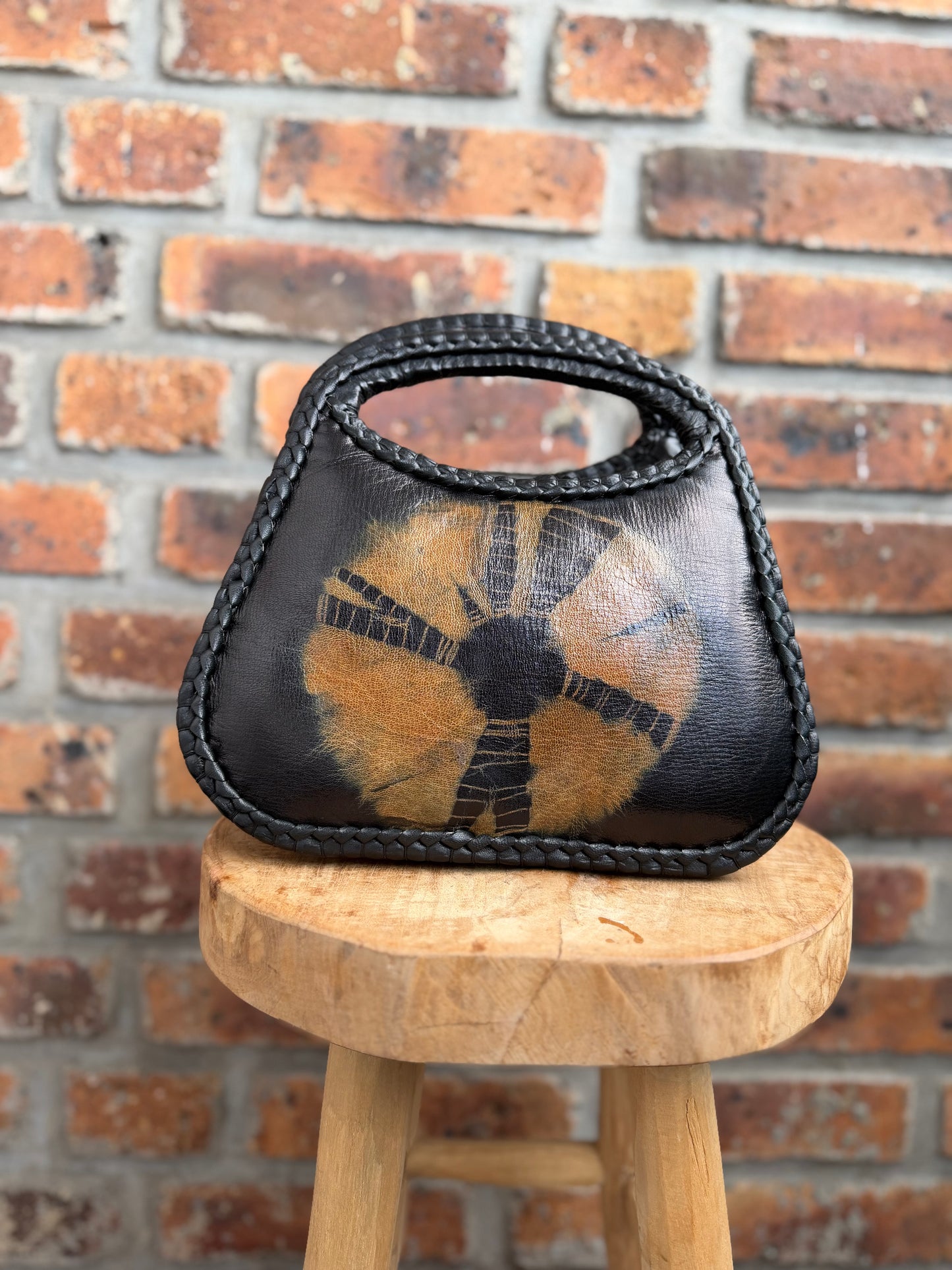 Sac asymétrique Bogolan et cuir