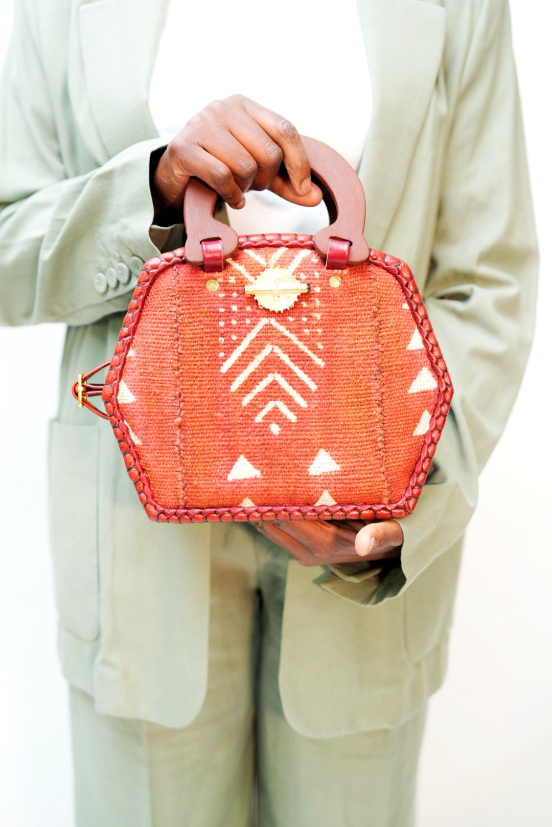 Sac Bogolan cuir et Baoulé