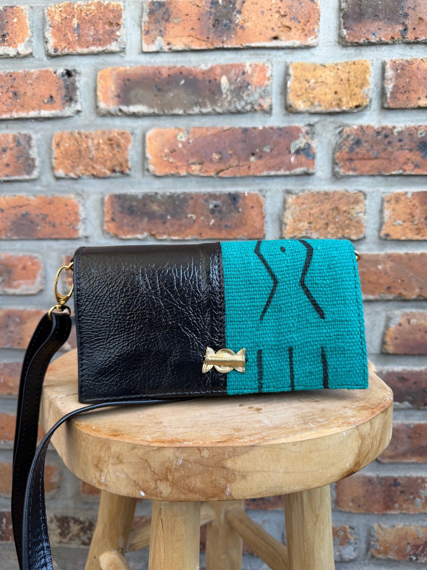 Mini sac bogolan et cuir bijou