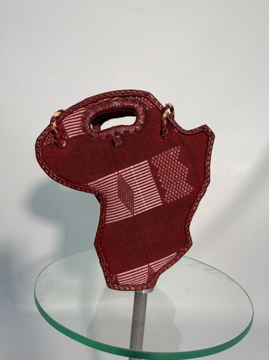 Sac carte d'Afrique – Tissu Mandjak et  Cuir