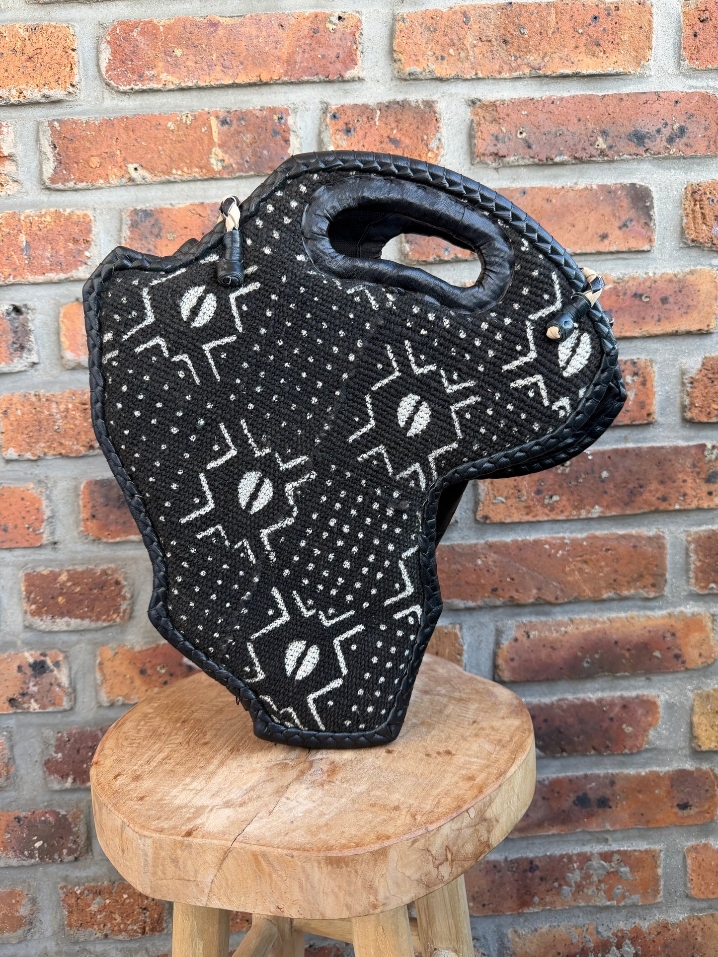 Sac carte d Afrique bogolan et cuir
