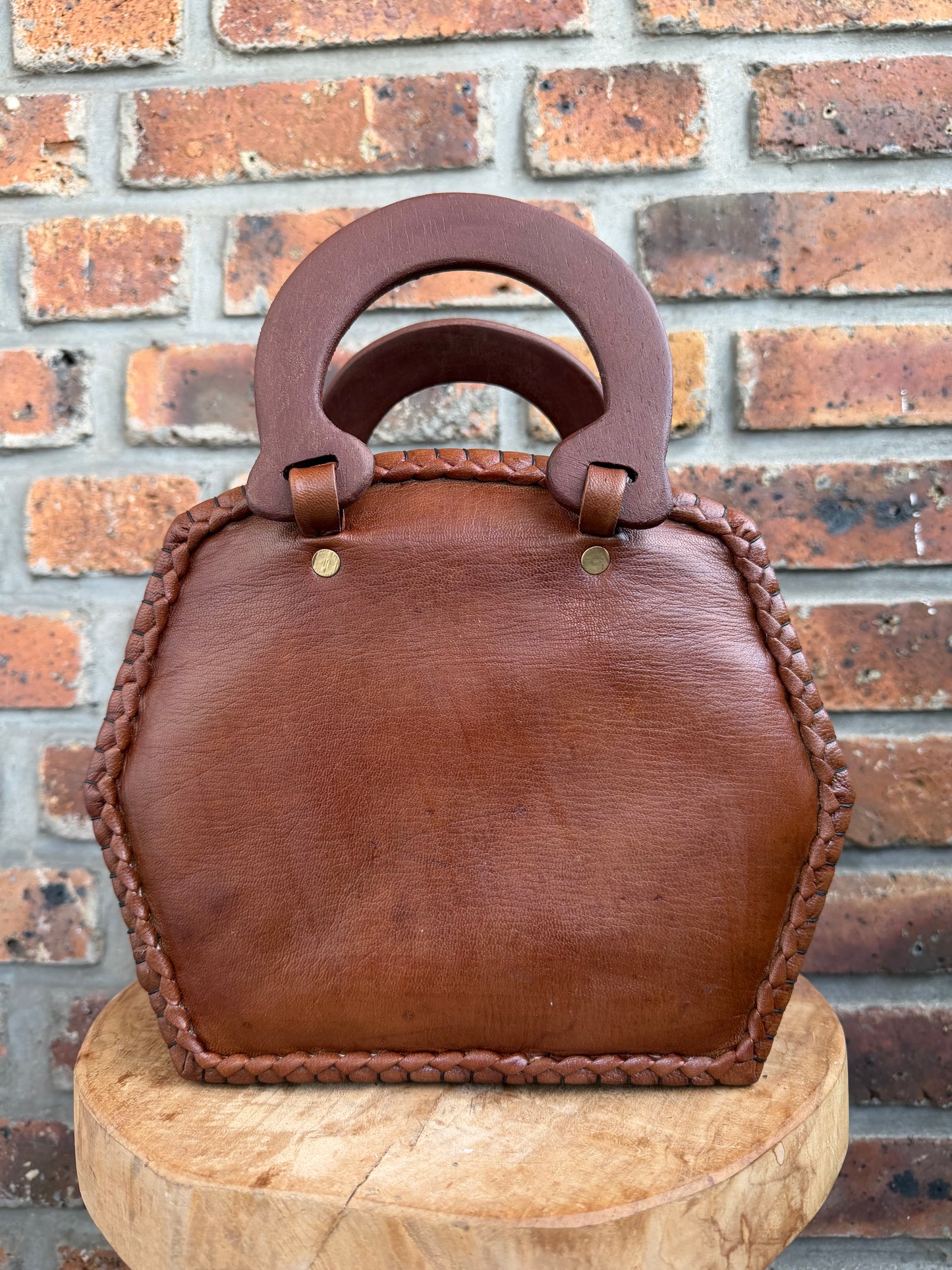 Sac en bogolan, cuir et bijou Baoulé