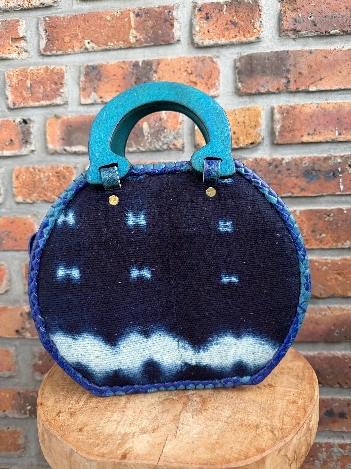 Sac Bogolan cuir et anses en bois