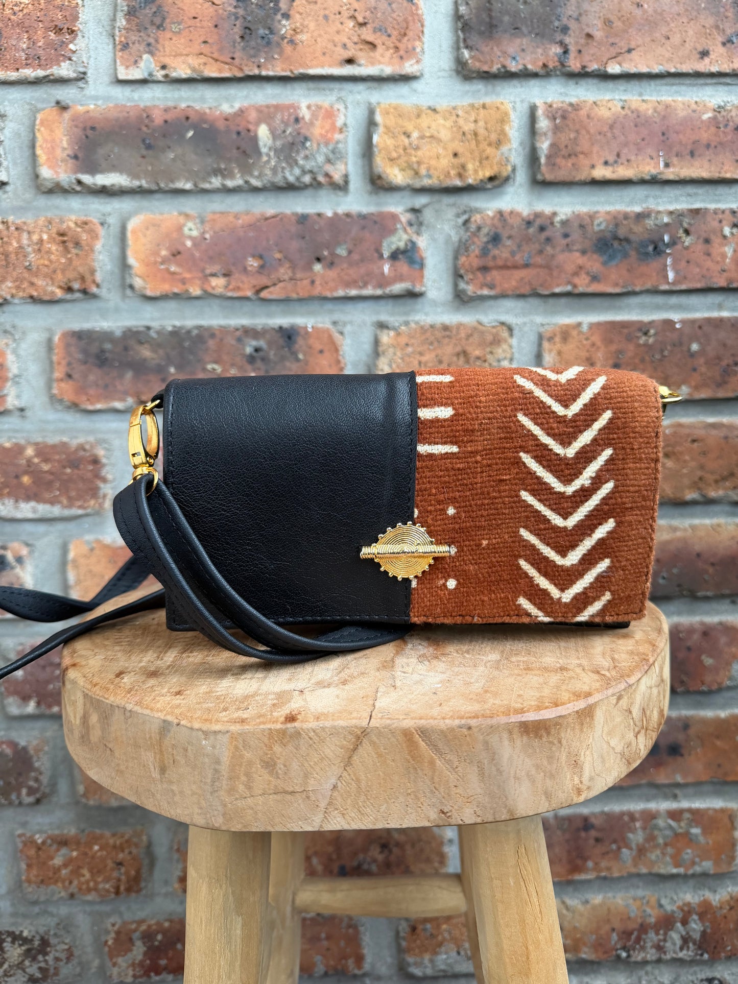 Sac bandoulière cuir et bogolan