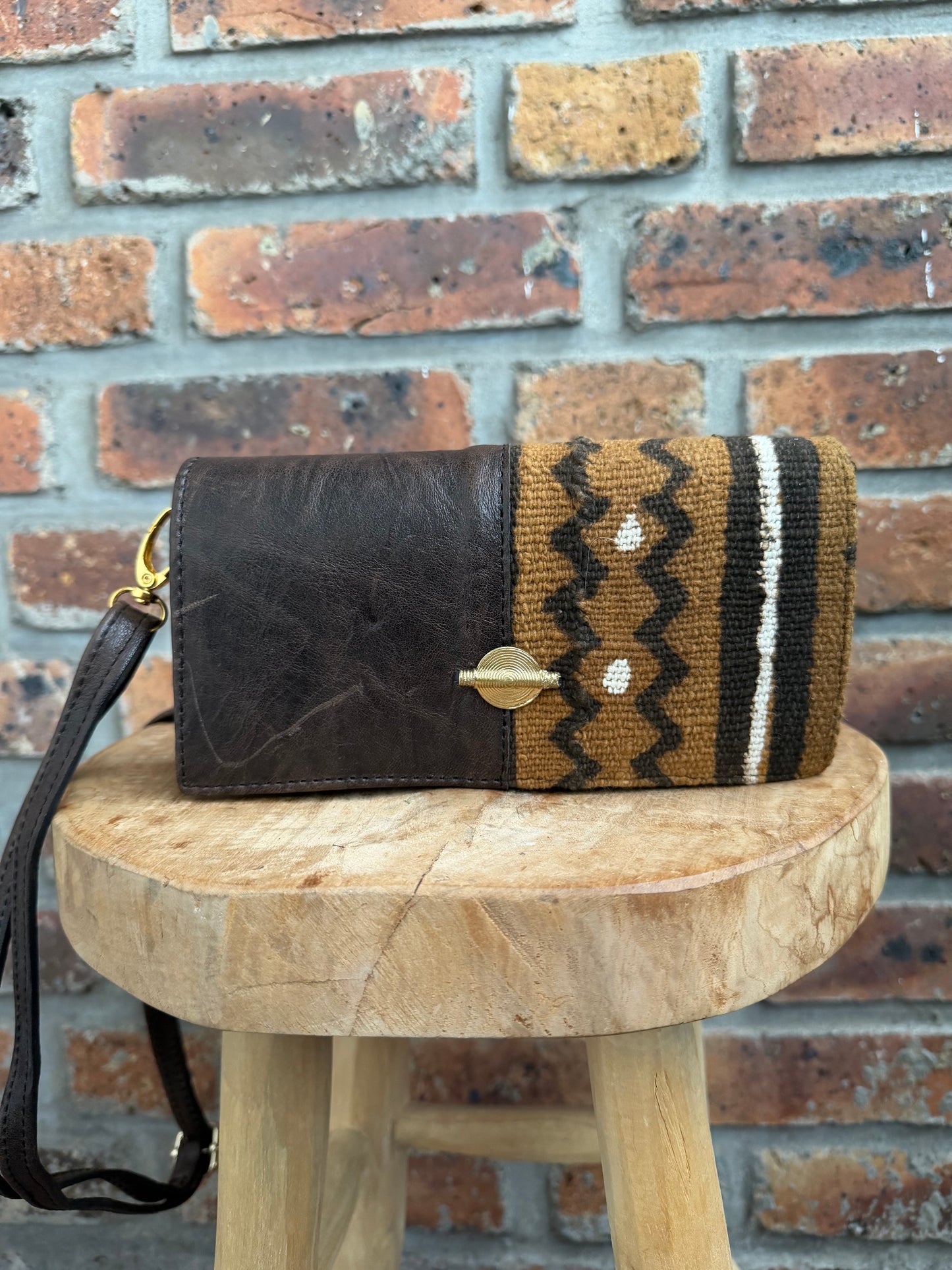 Sac bandoulière Bogolan et cuir