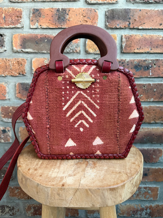 Sac Bogolan cuir Baoulé