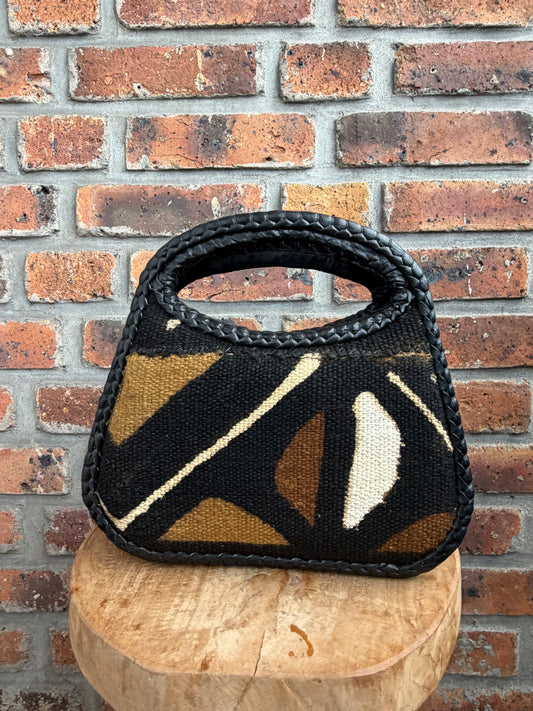 Sac asymétrique Bogolan et cuir