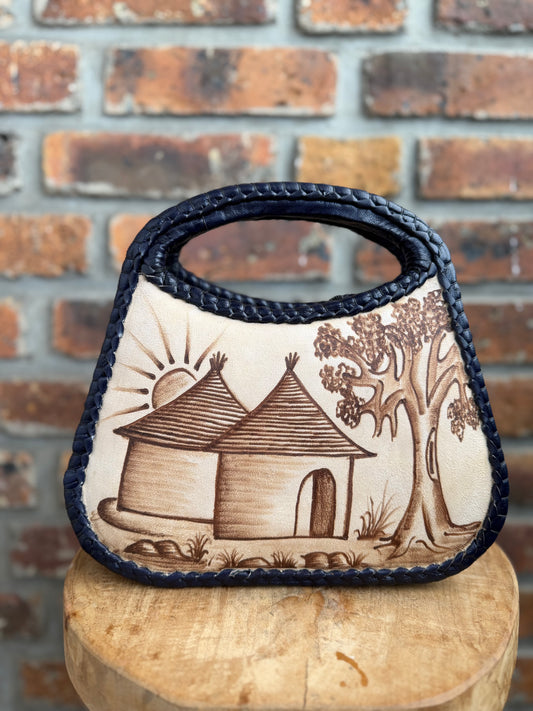 Sac asymétrique cuir bleu nuit