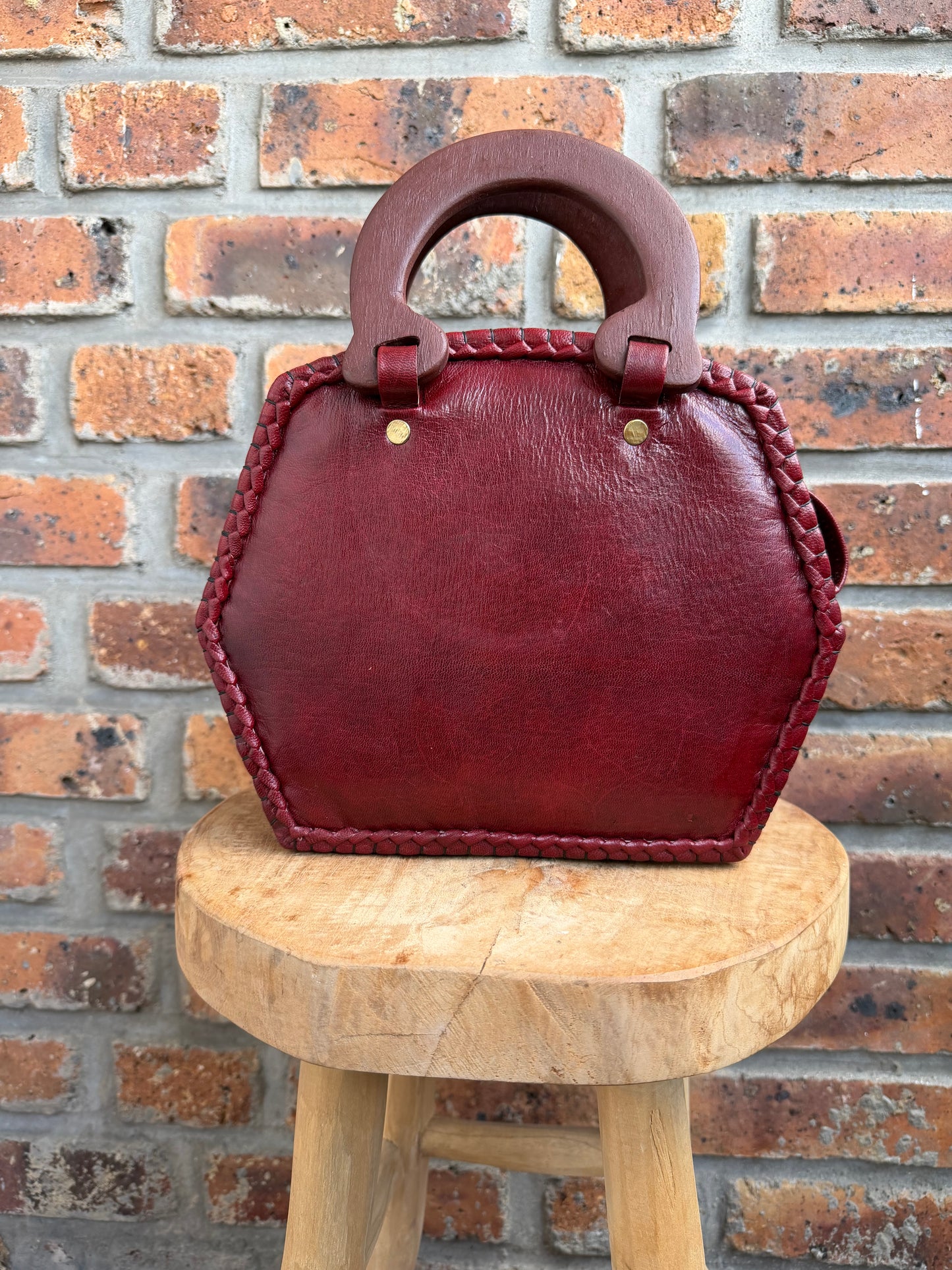 Sac en cuir bordeau