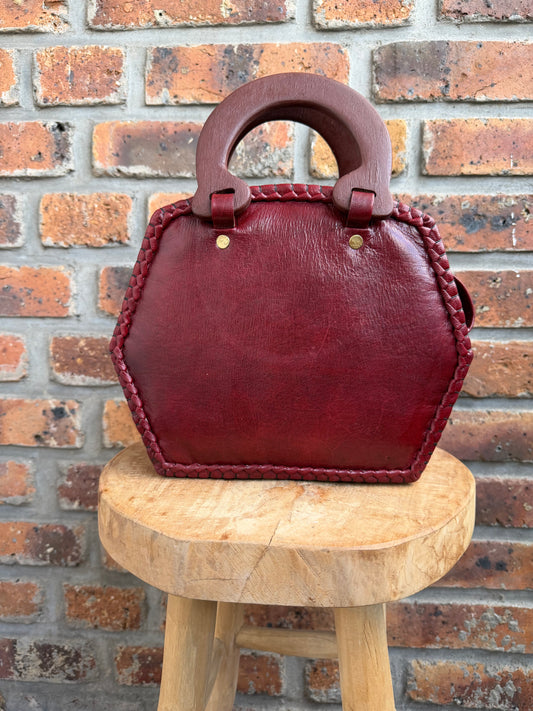 Sac en cuir bordeau